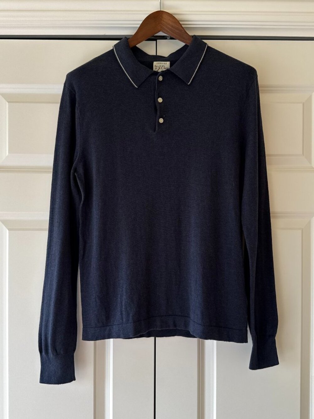 J.Crew Cotton–Silk Blend Long Sleeve Polo Shirt Size S
